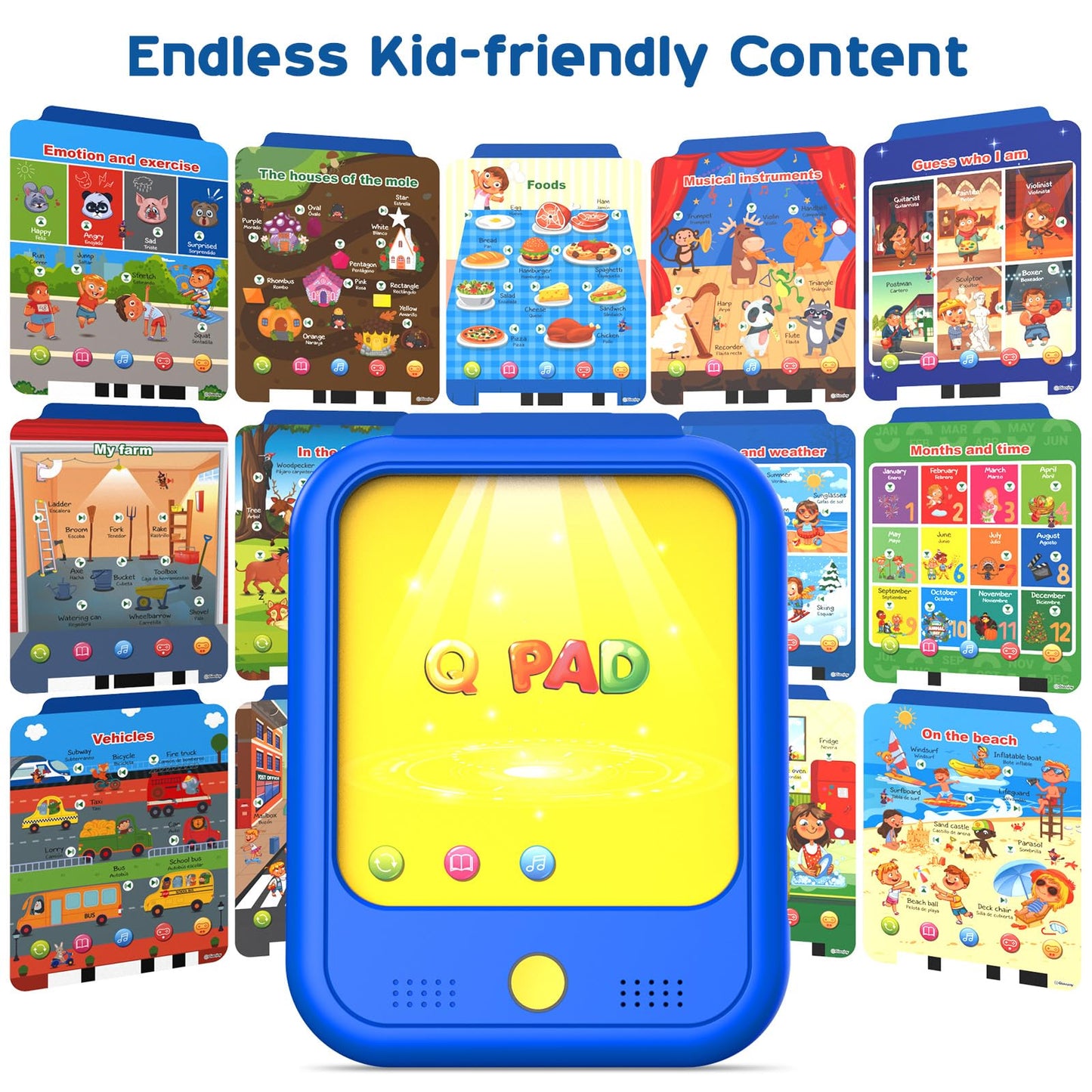 Qiaojoy Kids Learning Tablet Educational Learning Pad for Toddlers 2-5