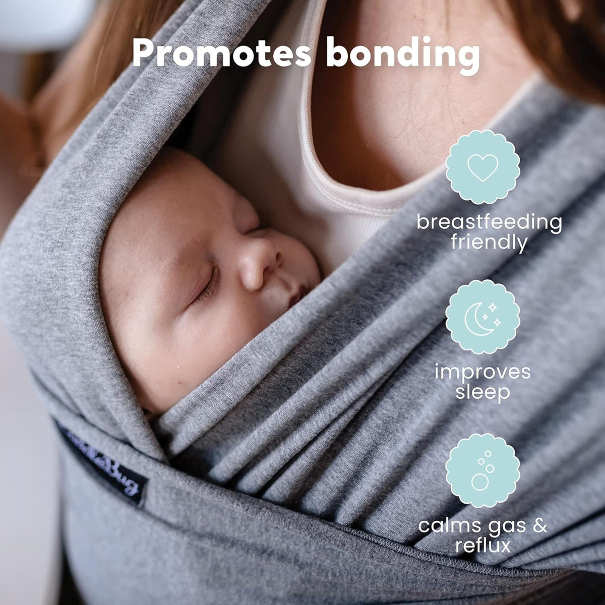 Cuddlebug Baby Wrap Carrier, Soft Stretchy Newborn Sling, 7-35 lbs, Mint