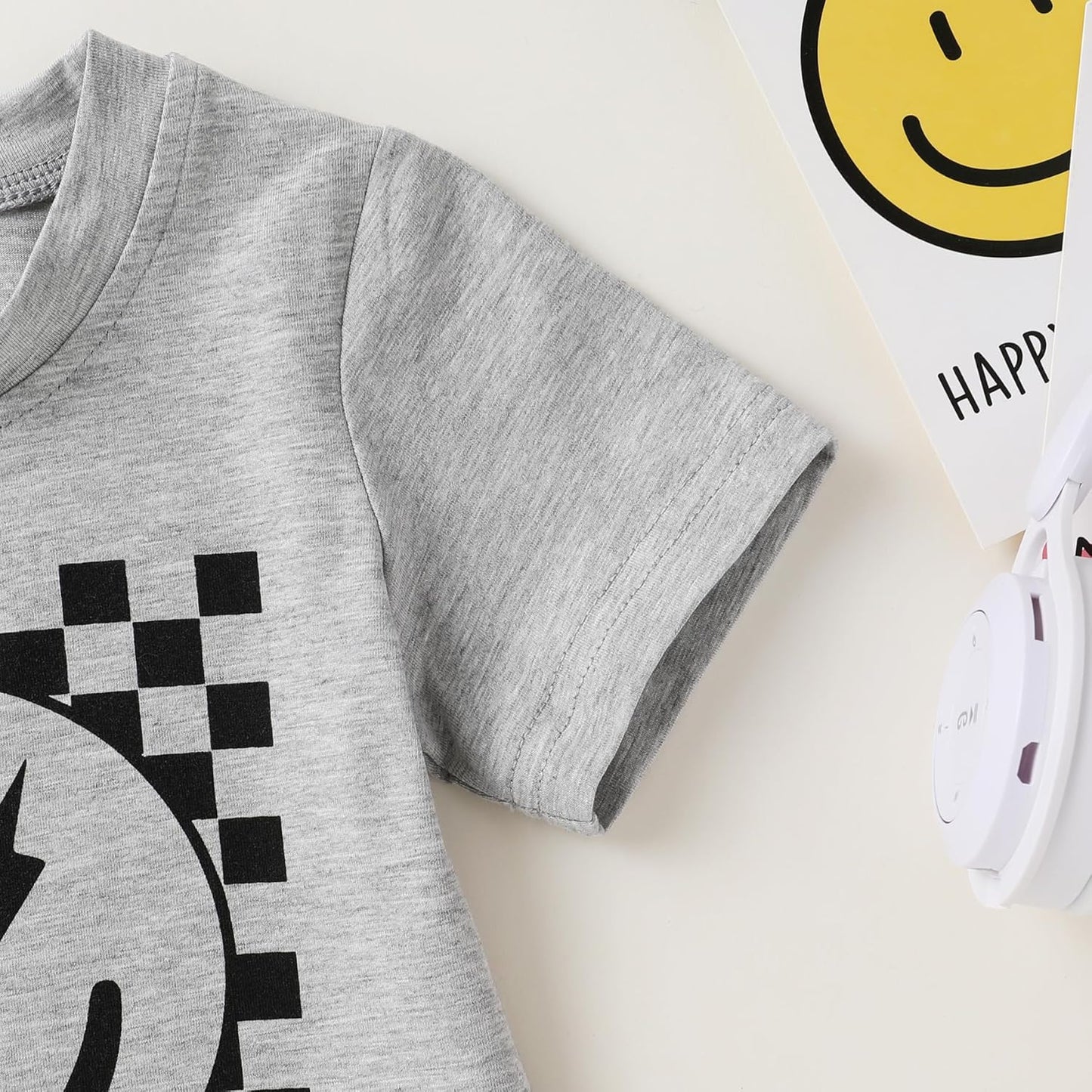 Happy Town Toddler Clothes Baby Boy Girl Smiley Face Shirt Short Sleeve T-Shirt Tee Summer Tops