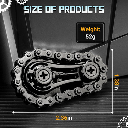 Cool Sprockets Fidget Bike Chain Hand Roller for Anxiety Relief, Assemble Fidget Spinner Ring Toy