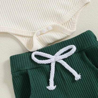 fhutpw Baby Boy Clothes 3 6 12 18 Months Ribbed Knitted Long Sleeve Romper and Pants Sets Newborn
