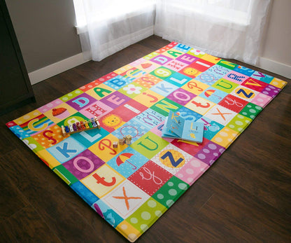Baby Care Play Mat (Medium, Playful - Zoo Town) 73’’ x 49’’ Original One-Piece Reversible Rollable