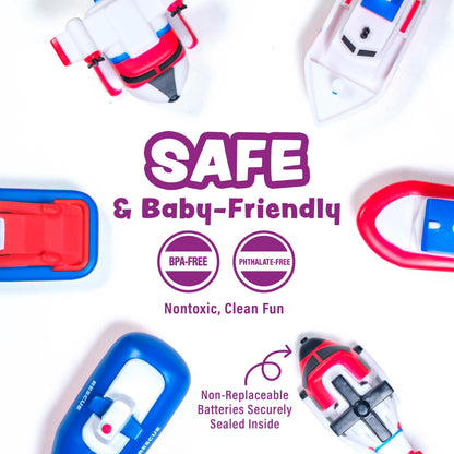 Tub Works® Ocean Rescue™ Vehicles Light Up Bath Toys, 6 Pack | Water-Activated Light Up Toys Flash