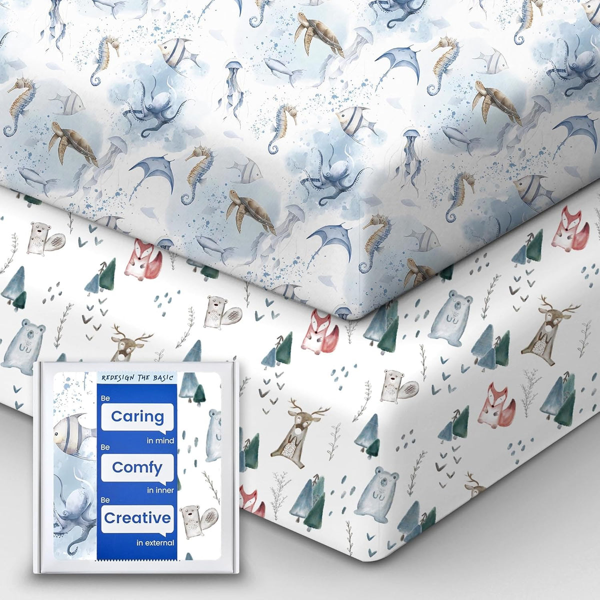 Pack and Play Sheets Fitted, Ultra Soft Mini Crib Sheets Boy, Neutral Pack N Play Mattress Sheets