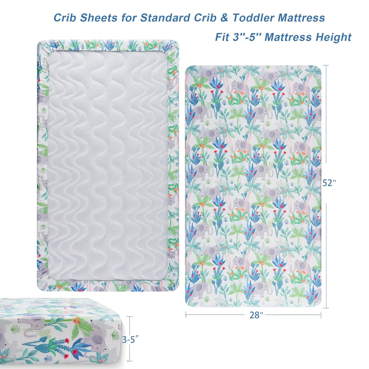 TILLYOU Baby Crib Sheets for Boys Girls, Super Soft Toddler Bed Sheets, 2 Pack Sheets for Standard