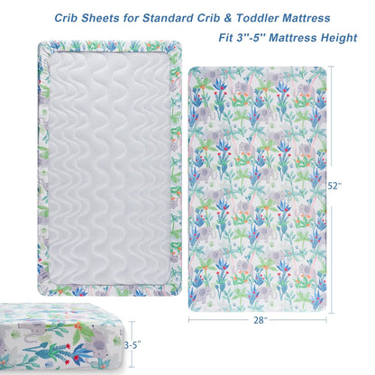 TILLYOU Baby Crib Sheets for Boys Girls, Super Soft Toddler Bed Sheets, 2 Pack Sheets for Standard