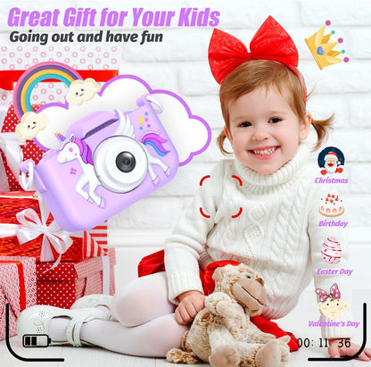 Upgrade Unicorn Kids Camera for Girls, Christmas Birthday Gift for Boys, 1080P HD Selfie Digital