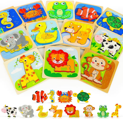 TOY Life Wooden Puzzles for Toddlers 2-4, Montessori Toys for 1 2 3 Year Old Toddler Boys Girls