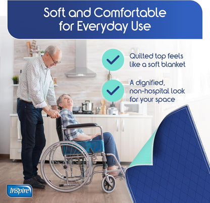 Inspire Waterproof Chair Pad, Dark Colored to Hide Stains, 18 x 24 – Quilted, for Incontinence