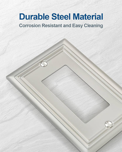 4-Pack Decorator Wall Plate, for Dimmer Switch, GFCI Outlet and Receptacal, Satin Nickel Outlet