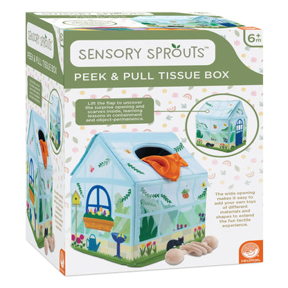MindWare Sensory Sprouts Tissue Scarf - Montessori Toys for Babies 6-12 Months - Soft
