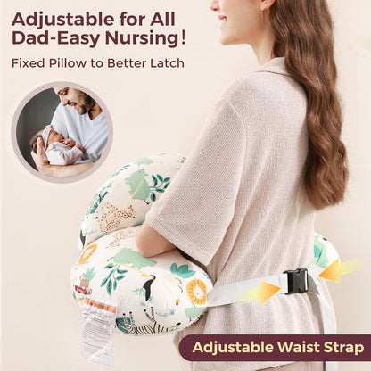 Momcozy Pioneering Safety Fence Nursing Pillow for Breastfeeding- Wider Feeding Pillows for More