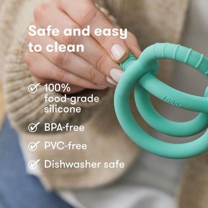 Frida Baby Get-A-Grip Silicone Teether for Teething Pain Relief, Teal