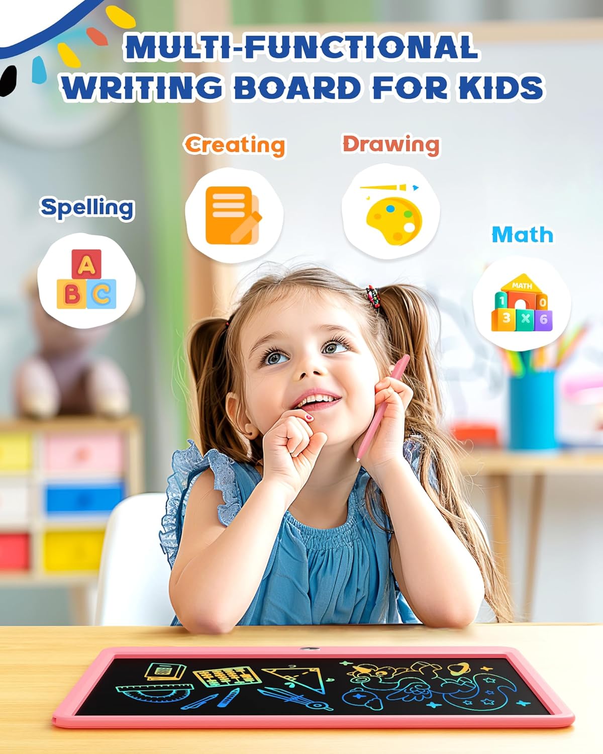 Bravokids 15 Inch LCD Writing Tablet for 3 Year Olds - Electronic Drawing Pad and Doodle Board as