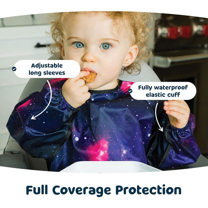 Tiny Twinkle Mess Proof Baby Bib,Waterproof Smock Baby Bib for Eating,Machine Washable Long Sleeve