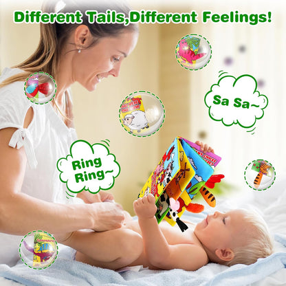 Vanmor 2 Pack Baby Cloth Books, High Contrast Sensory Crinkle Toys for 0-6 Months Infants, Soft