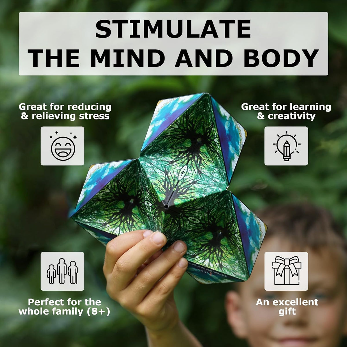 SHASHIBO Shape Shifting Box - Award-Winning, Patented Fidget Cube w/ 36 Rare Earth Magnets