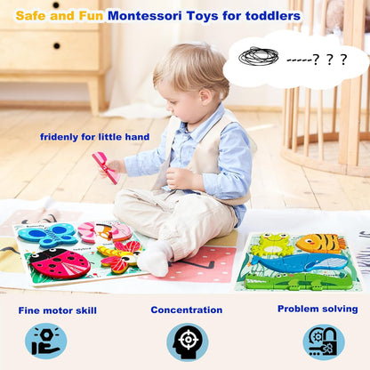 Wooden Creature Puzzles for Toddlers 2-4,Toddler Puzzle Ages 1-3, Montessori Educational Toys for 2