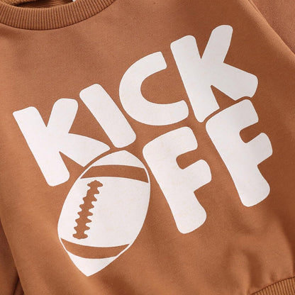 Baby Boy Clothes Fall 6 12 18 24 Months Football Long Sleeve Pullover Tops & Pant Sets Toddler