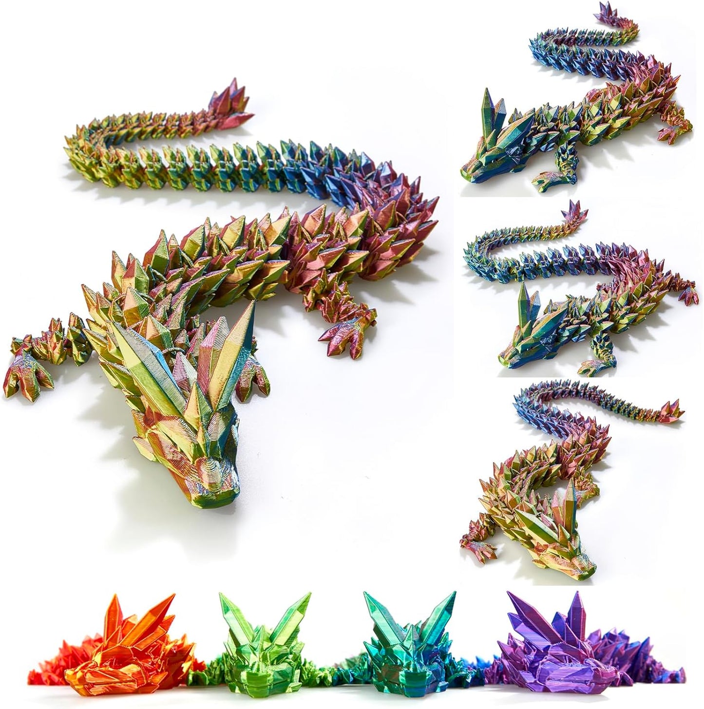3D Printed Dragon, 3D Dragon,24 Inch 3D Printed fidget Dragon, Bigger Fidget Crystal Dragon Toys