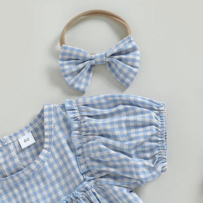 Douhoow Infant Baby Girl Plaid Romper Baby Sweatshirt Romper Ruffle Festival Clothes Fall Winter