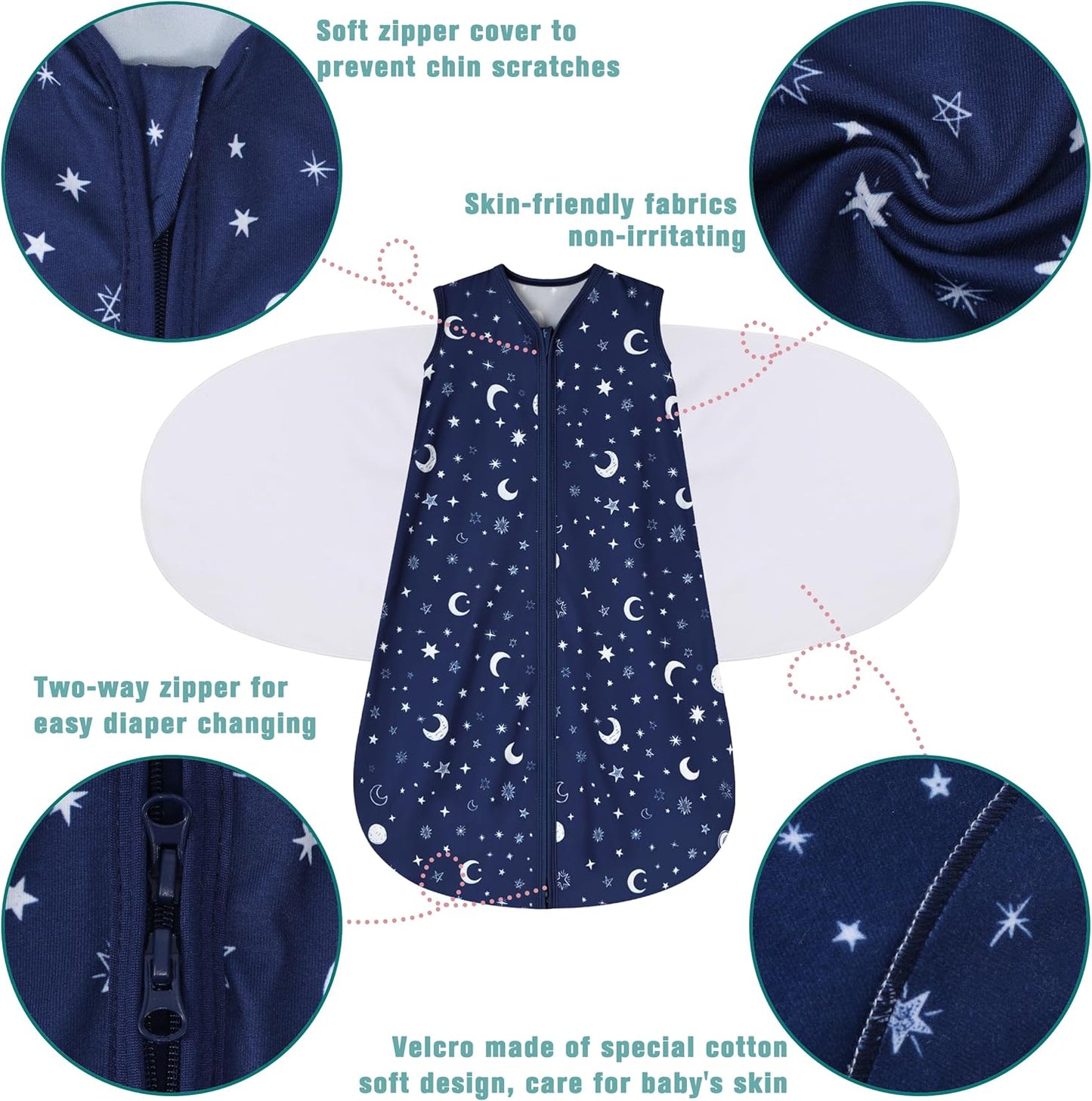 Newborn Sleep Sack Baby Swaddle,Swaddle me 6-12 Month,3-Way Adjustable Wearable Blanket,100% Rayon