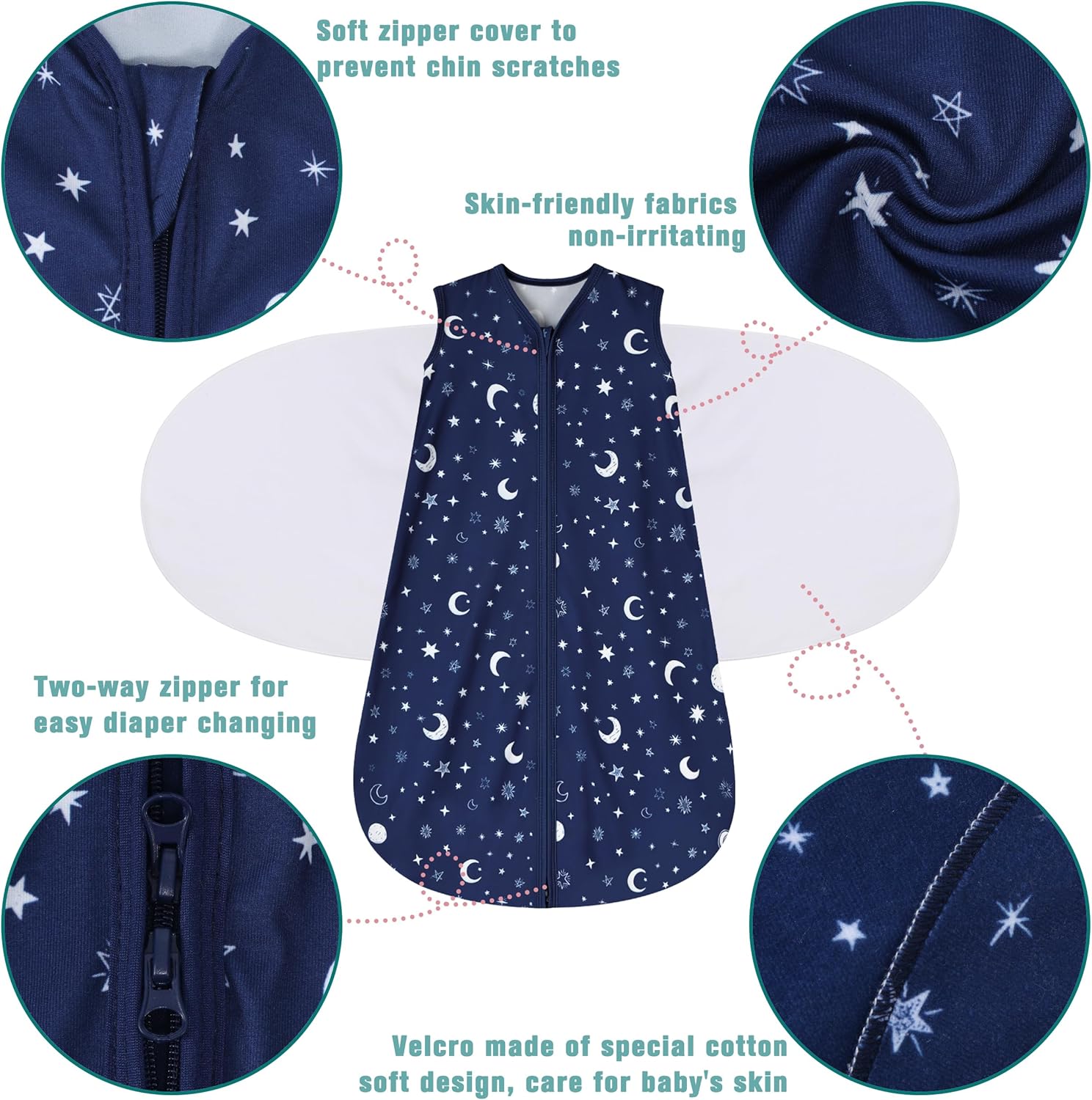 Newborn Sleep Sack Baby Swaddle,Swaddle me 6-12 Month,3-Way Adjustable Wearable Blanket,100% Rayon