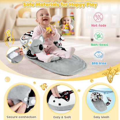 URMYWO Tummy Time Mat - 4 in 1 Cozy Tummy Time & Seated Support Pillow, Tummy Time Pillow for