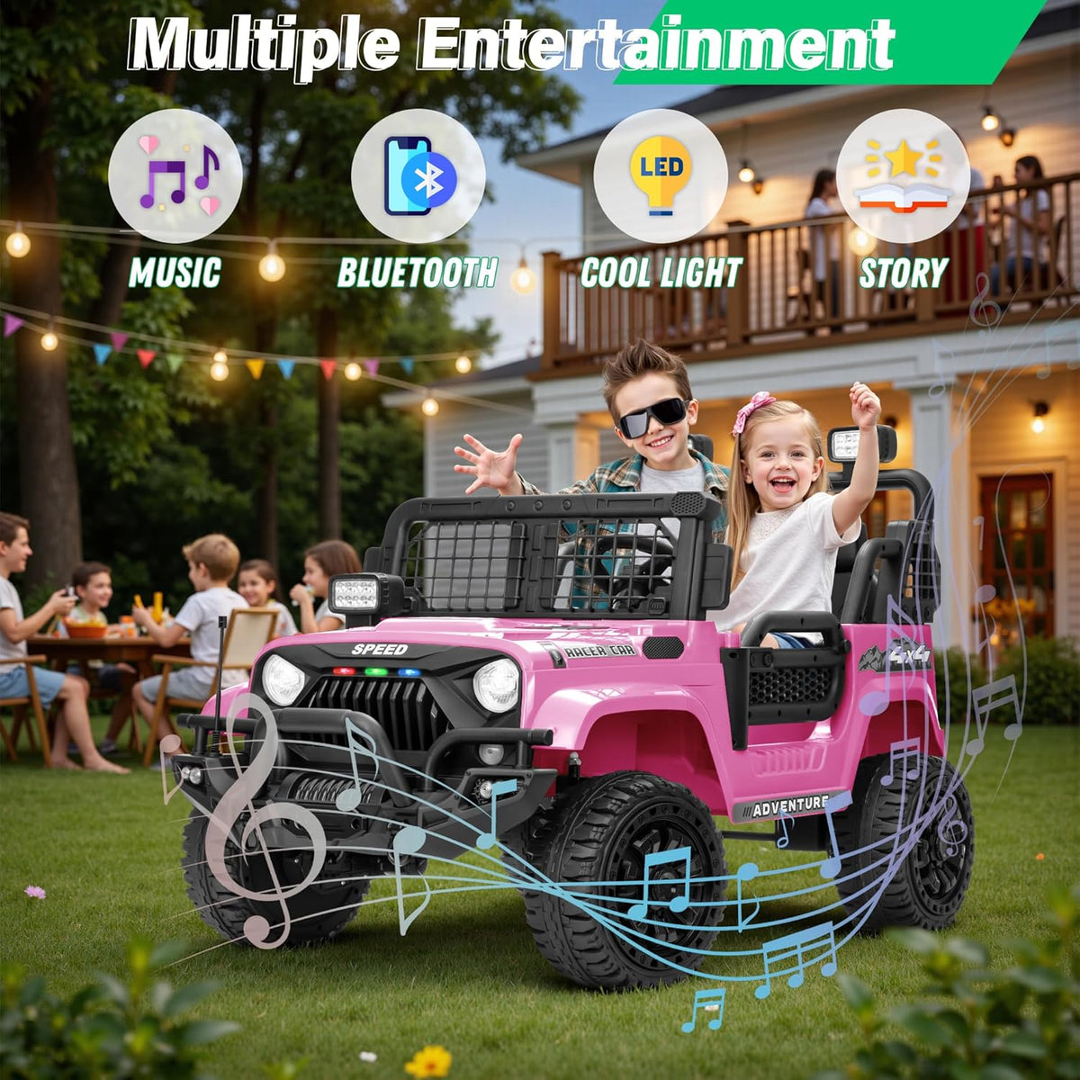 2 Seater Ride On Car Truck with Remote Control XL, Kids 24V Battery Powered Electric Vihicle w/21