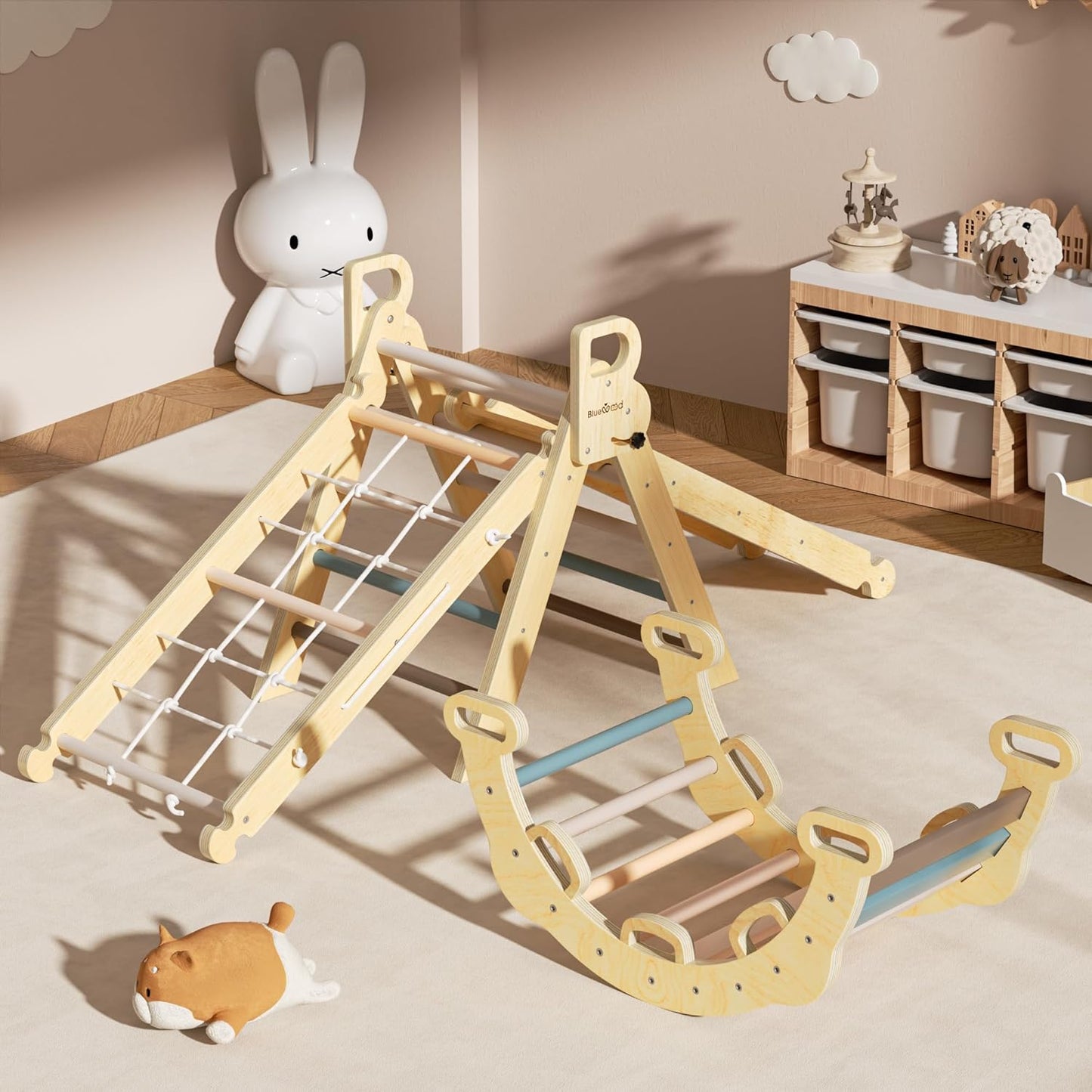 BlueWood 2025 8-in-1 Pikler Triangle Climbing Set Toddler Toys Indoor Baby Jungle Gym Climber