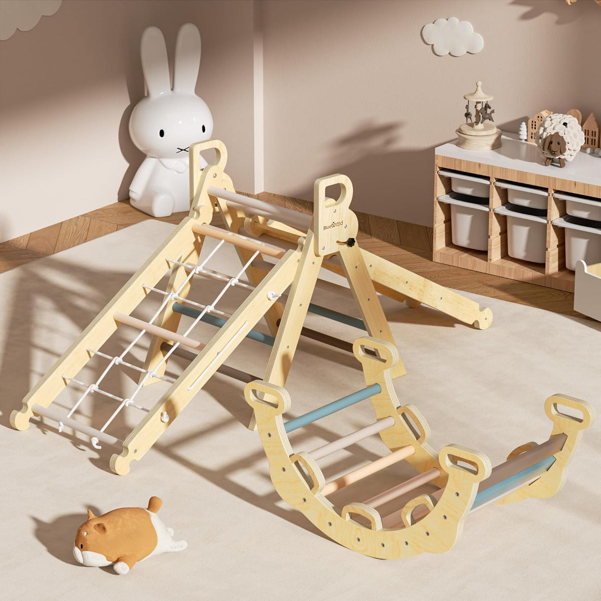 BlueWood 2025 8-in-1 Pikler Triangle Climbing Set Toddler Toys Indoor Baby Jungle Gym Climber