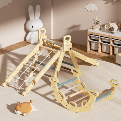 BlueWood 2025 8-in-1 Pikler Triangle Climbing Set Toddler Toys Indoor Baby Jungle Gym Climber