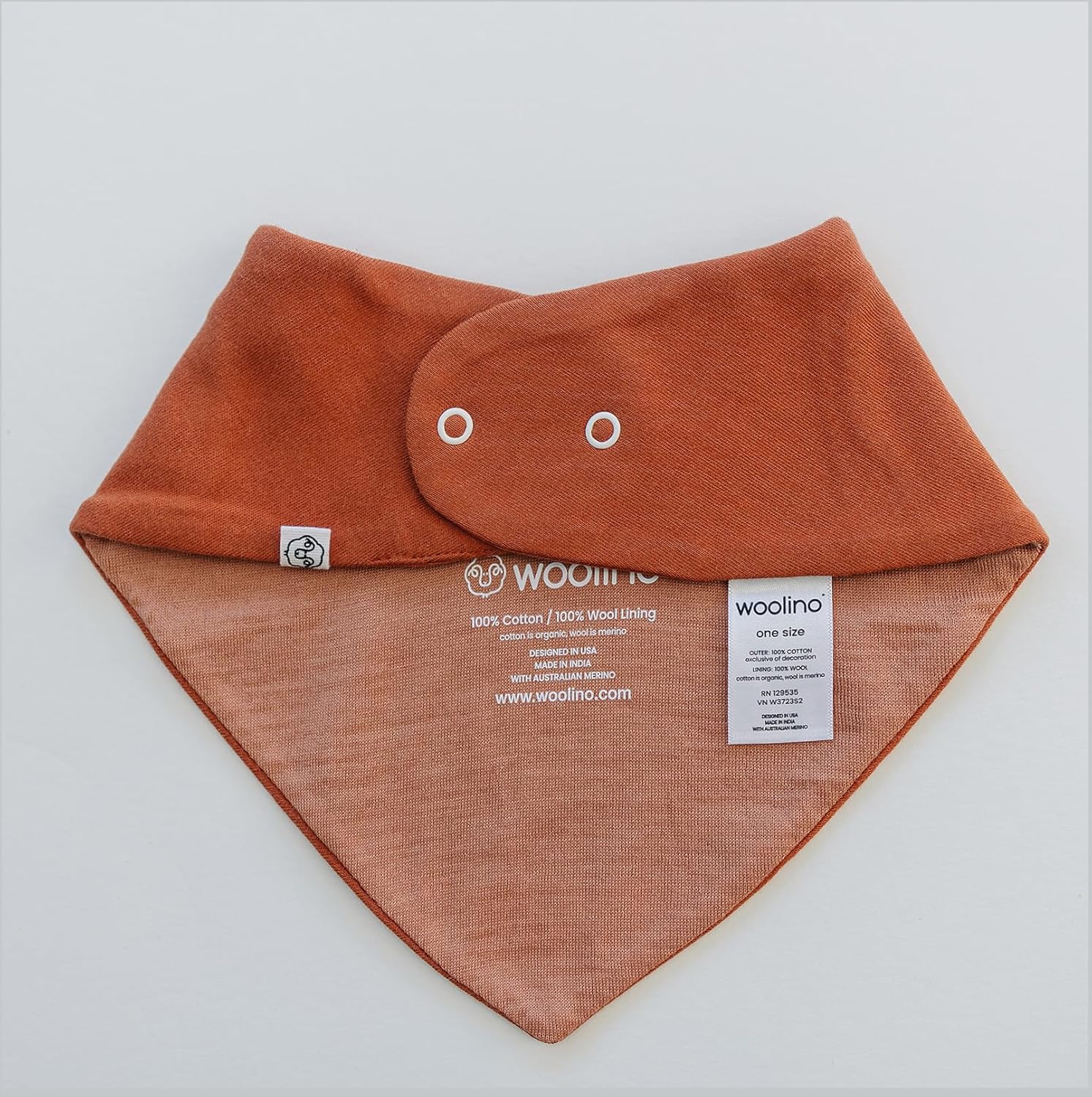 Woolino Merino Wool Baby Bibs - Highly Absorbent Bandana Bib with Cotton Outer Layer and Merino