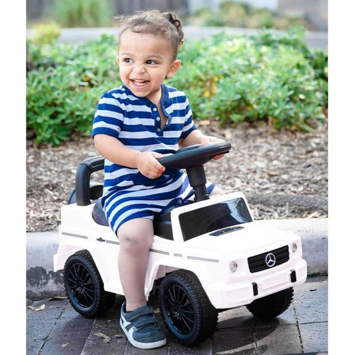 Best Ride On Cars Kids Outdoor Stroller Mercedes G-Wagon Push Car with Working Lights, Horn, and