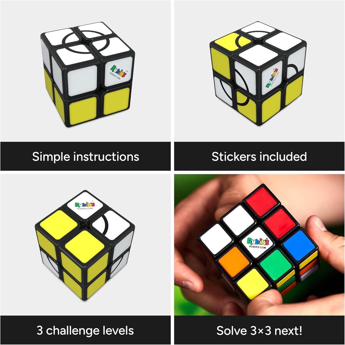 Rubik's Apprentice, 2x2 Beginner Cube 3D Puzzle Game Stress Relief Fidget Toy Easy Activity Cube