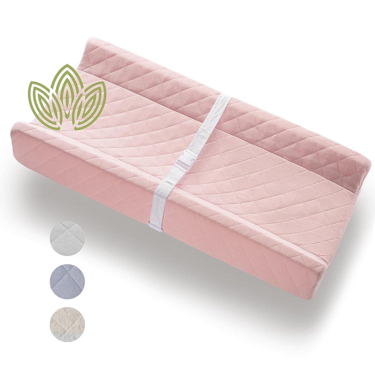 Organic Cotton Contoured Baby Changing Pad w/Waterproof Foam Mattress, Includes Soft, Removable &