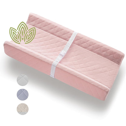Organic Cotton Contoured Baby Changing Pad w/Waterproof Foam Mattress, Includes Soft, Removable &