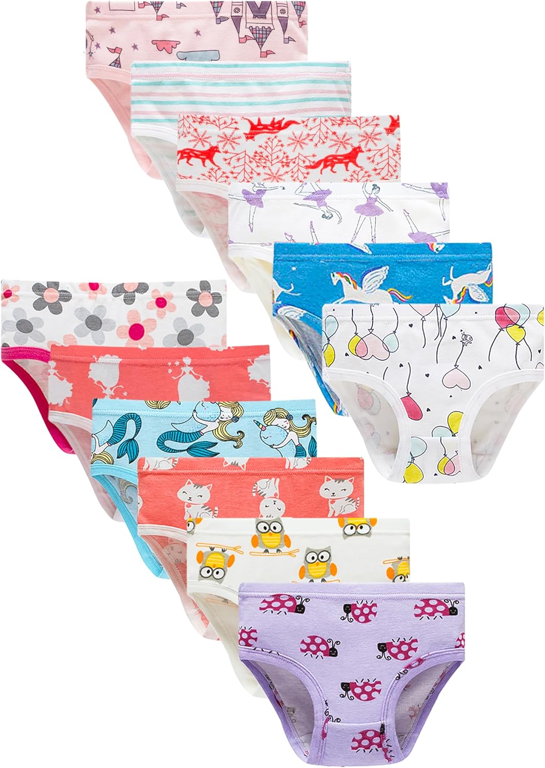 Cadidi Dinos Little Girls' Soft Cotton Underwear Kids Cool Breathable Comfort Panty Briefs Toddler