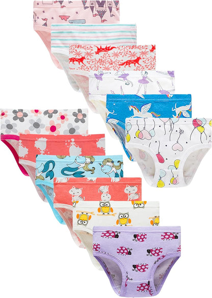 Cadidi Dinos Little Girls' Soft Cotton Underwear Kids Cool Breathable Comfort Panty Briefs Toddler