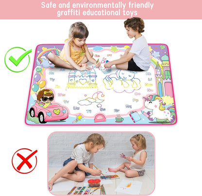 Water Doodle Mat- Kids Painting Writing Doodle Board Toy - Color Drawing Mat Bring Magic Pens