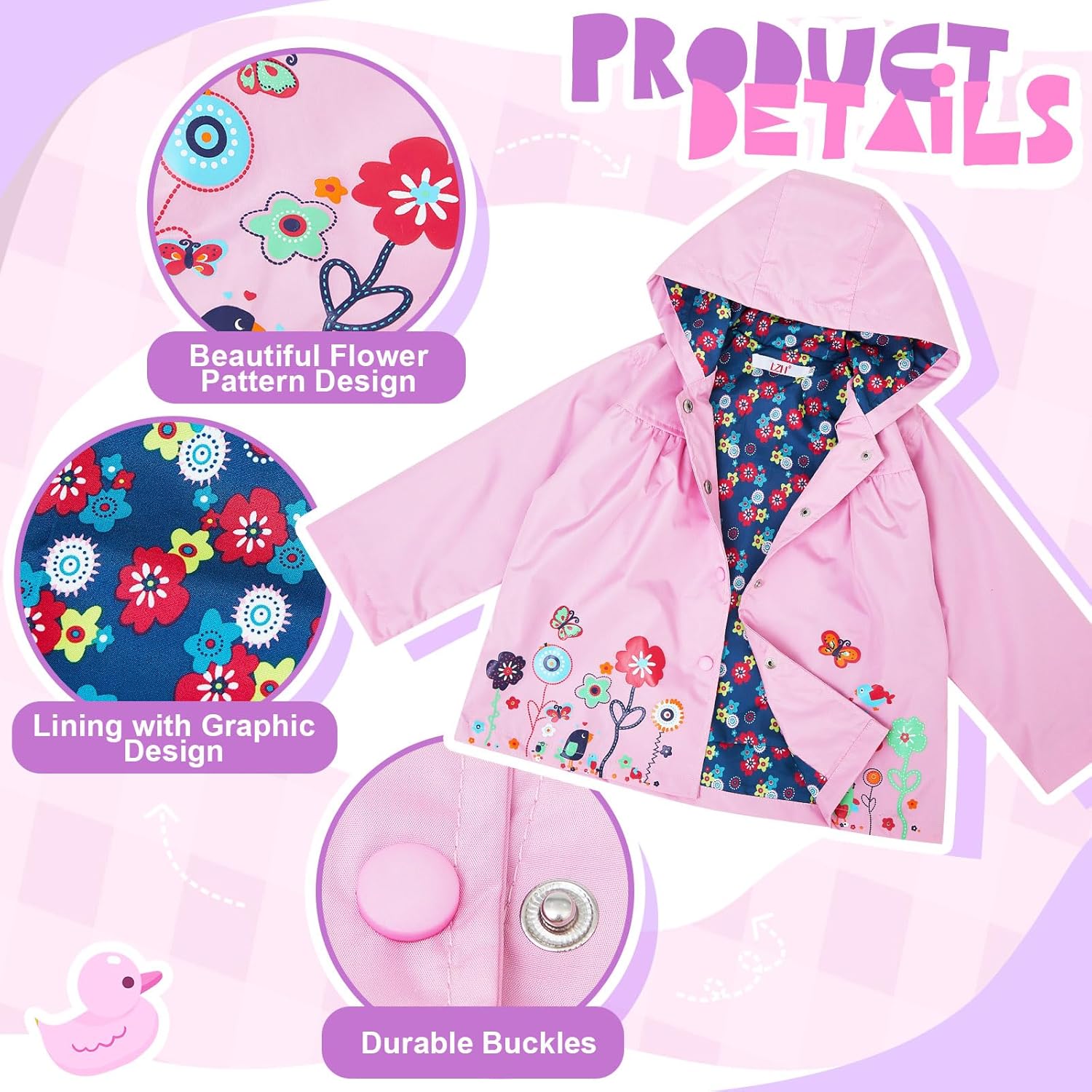 2 Pcs Toddler Raincoat Rain Boots Set Kids Baby Cartoon Hoodie Zipper Jacket Short Rain Shoes for