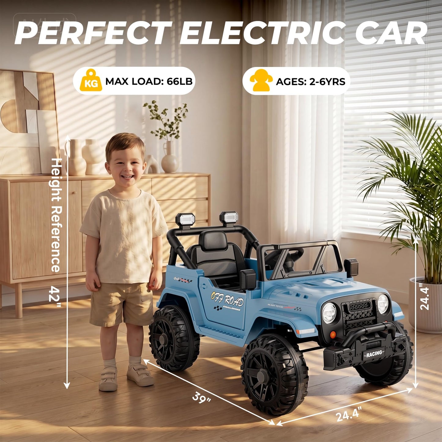 ARBELI 12V Electric Ride On Car, Toddler First Car, Blue