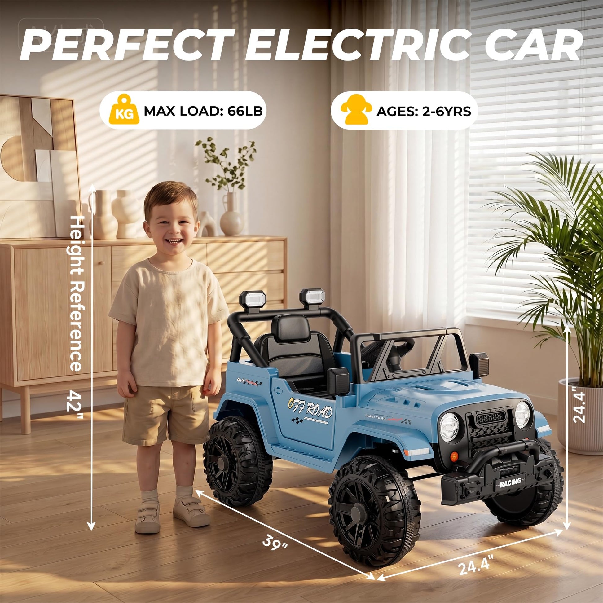 ARBELI 12V Electric Ride On Car, Toddler First Car, Blue