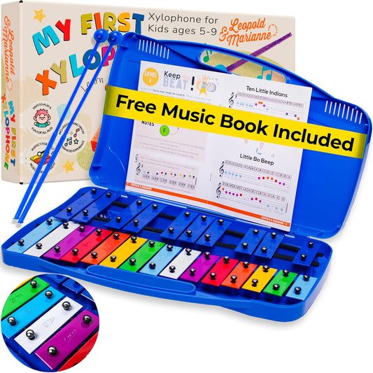 Leopold & Marianne | Xylophone for Kids Ages 5-9 | Kids Musical Instrument | Glockenspiel 25 Notes
