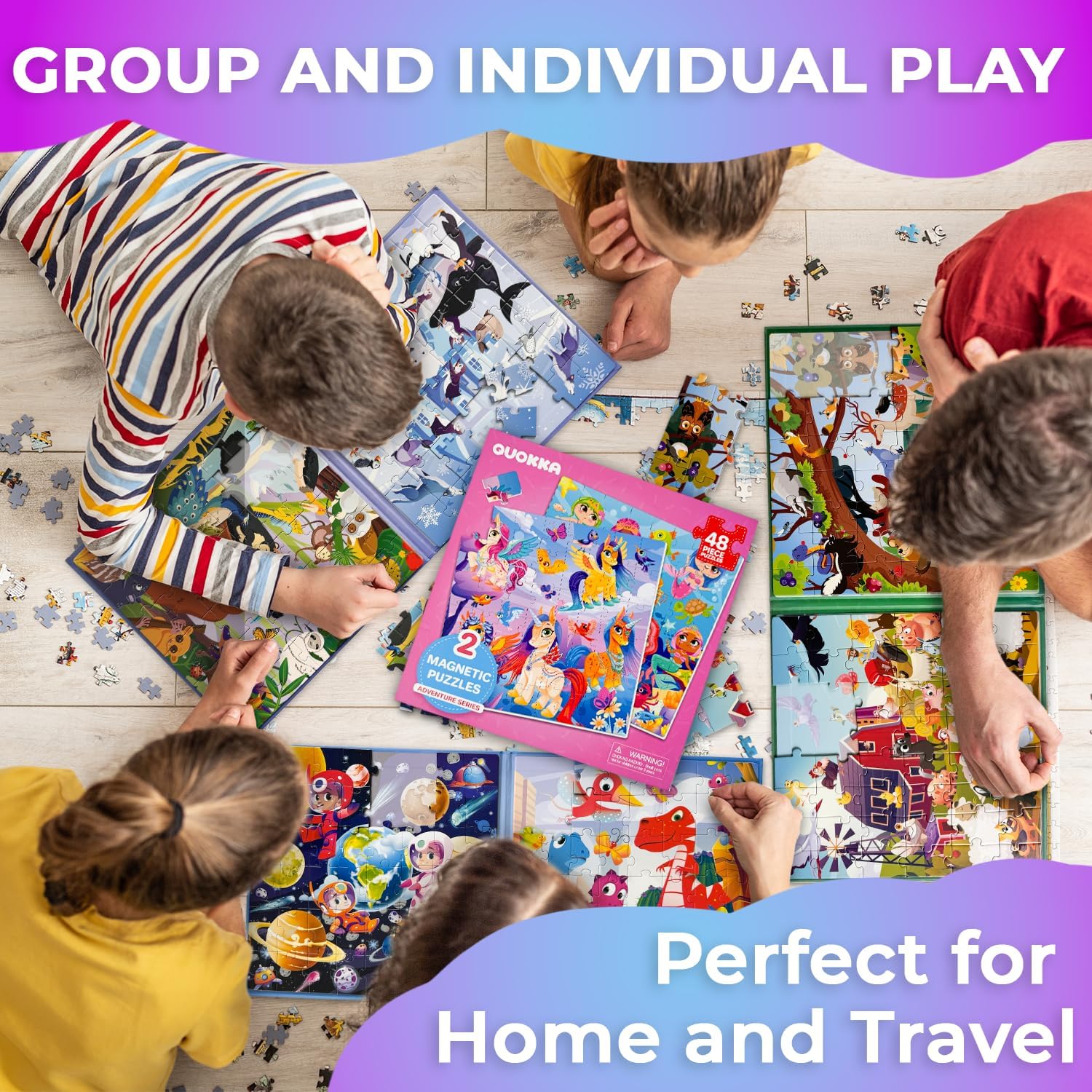 QUOKKA Magnetic Puzzles for Kids Ages 4-6 - 2x48 Travel Puzzle Games for Toddlers 3-5 Years Old