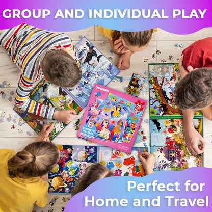 QUOKKA Magnetic Puzzles for Kids Ages 4-6 - 2x48 Travel Puzzle Games for Toddlers 3-5 Years Old
