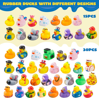 JOYIN 240 Pcs Rubber Ducks, Random Assortment Ducks Bulk with Mesh Carry Bag, Mini Rubber Duckies