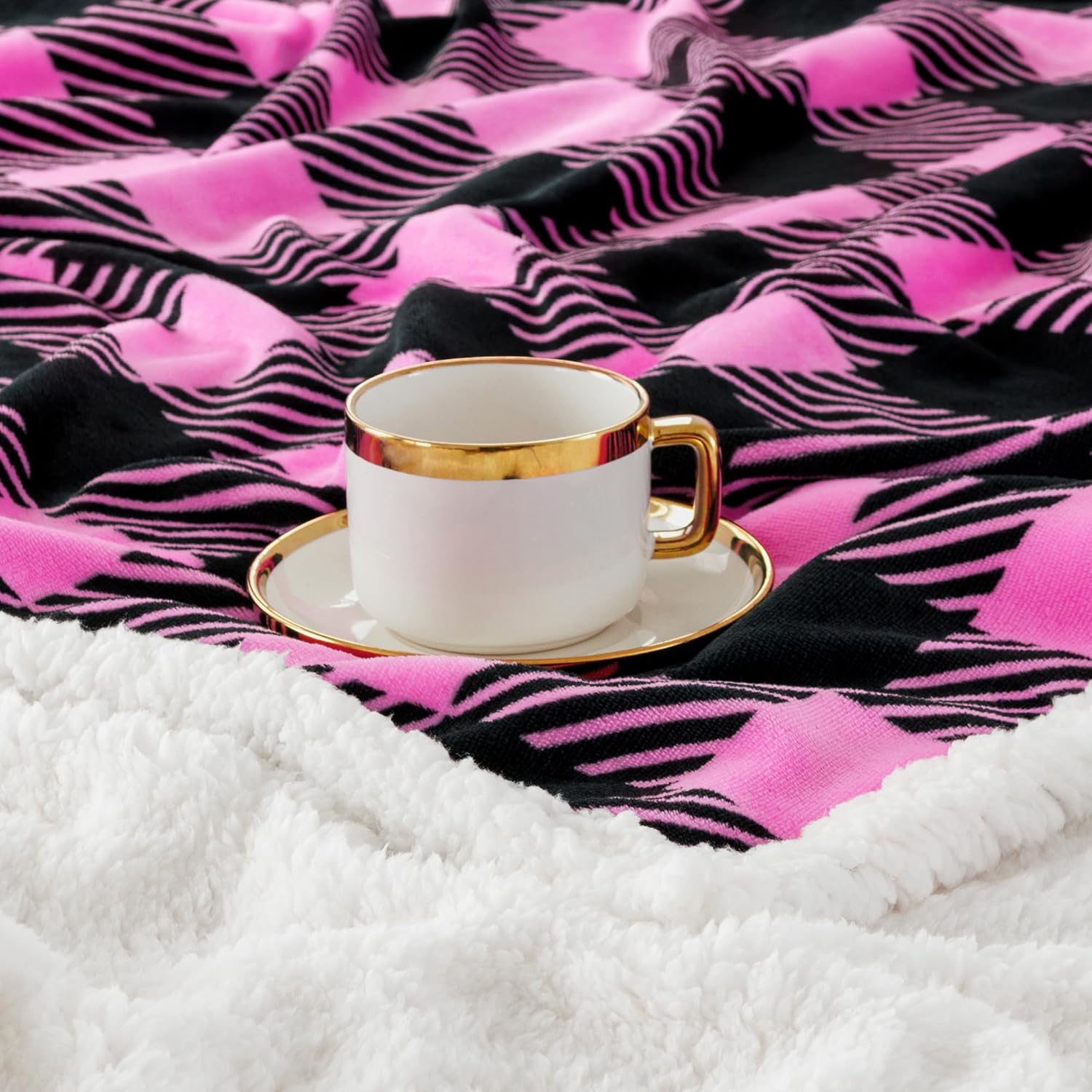 Touchat Sherpa Plaid Twin Blanket 60" X 70", Fuzzy Fluffy Soft Cozy Throw Blanket, Twin Size Plush