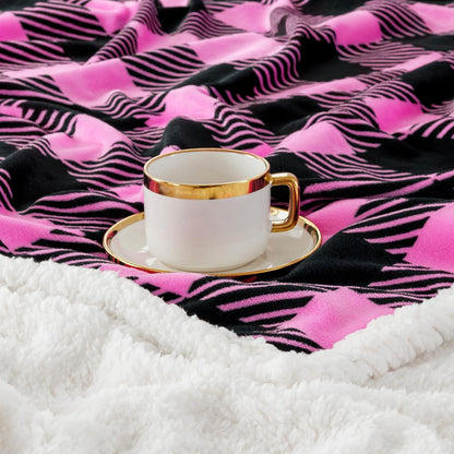 Touchat Sherpa Plaid Twin Blanket 60" X 70", Fuzzy Fluffy Soft Cozy Throw Blanket, Twin Size Plush