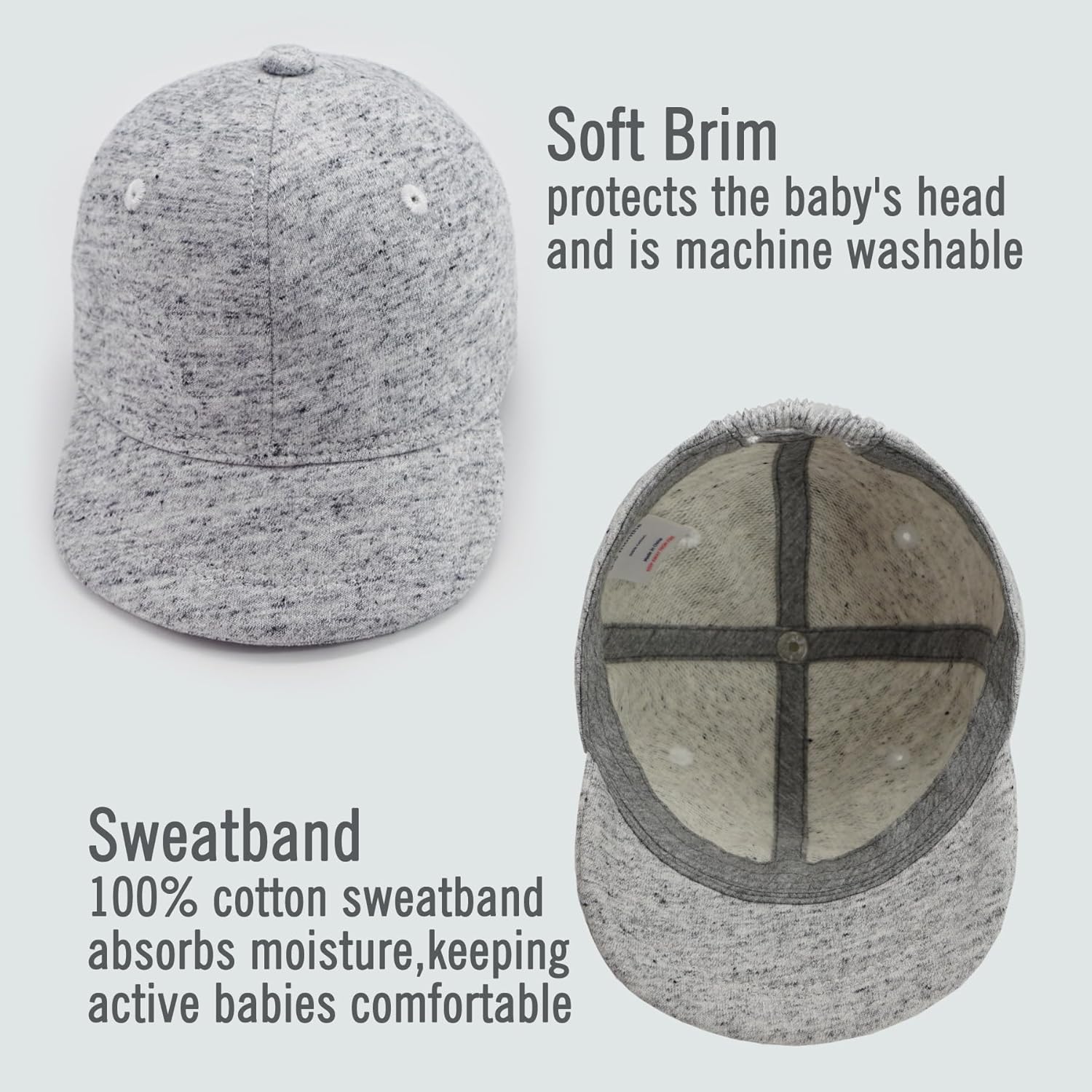 Keepersheep Baby Baseball Cap Infant Sun Hat, Cotton Knit with Soft Brim, Adjustable Soft Newborn